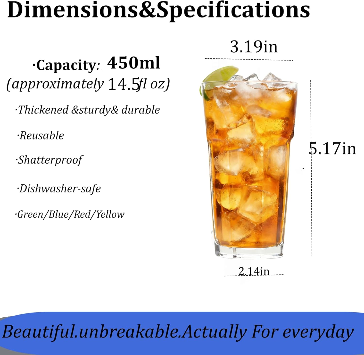 Detalle 2 de RAONEUS 4‑Pack Octagonal Shatterproof Plastic Tumblers, 405ml each