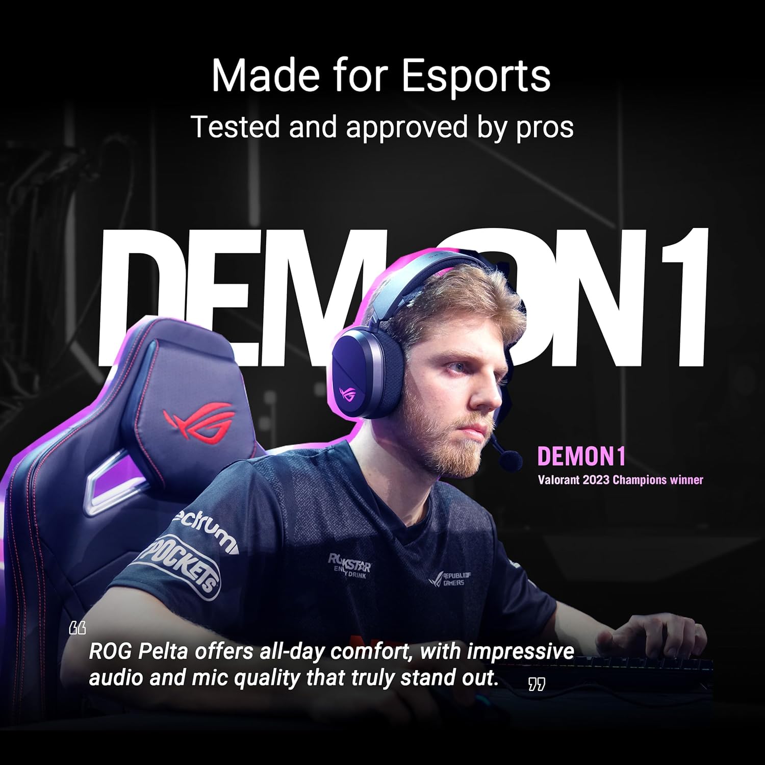 Thumbnail 2 de ASUS ROG Pelta cuffie gaming wireless con 2.4GHz e Bluetooth, driver da 50 mm in titanio