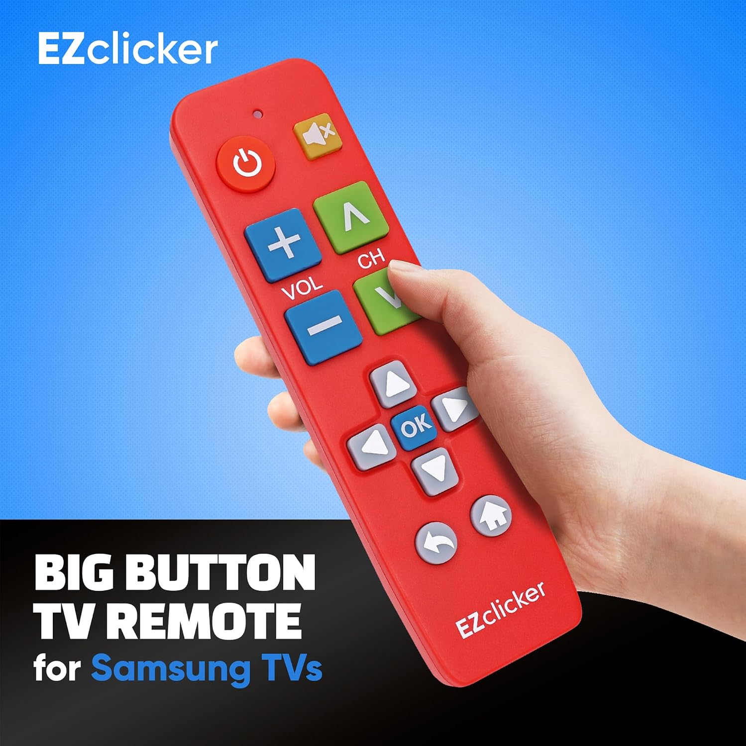 Detalle 2 de Samsung Replacement TV Remote (Red) with Big Buttons for Samsung TVs Only