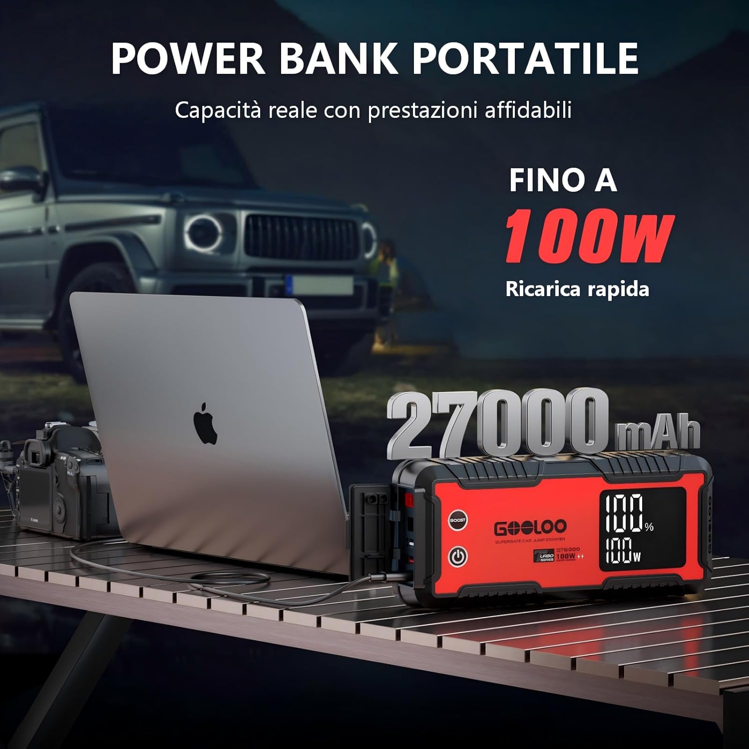 Thumbnail 3 de GOOLOO GT6000 Booster Avviamento Auto 6000A con Torcia LED e schermo 3,2”