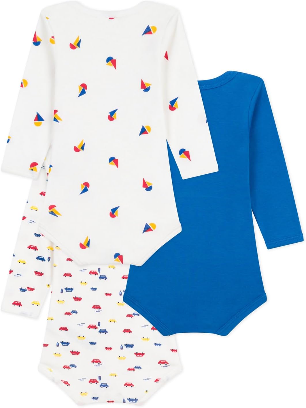 Thumbnail 1 de Lot de 3 bodys Petit Bateau manches longues en côte 1x1 pour bébé (mixte)