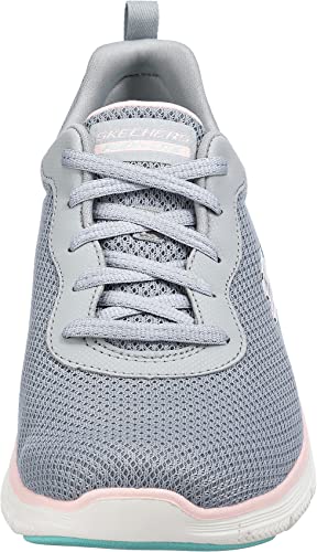 Detalle de Skechers Flex Appeal 4.0 Brilliant View para mujer — 39 EU, malla gris y ribete rosa
