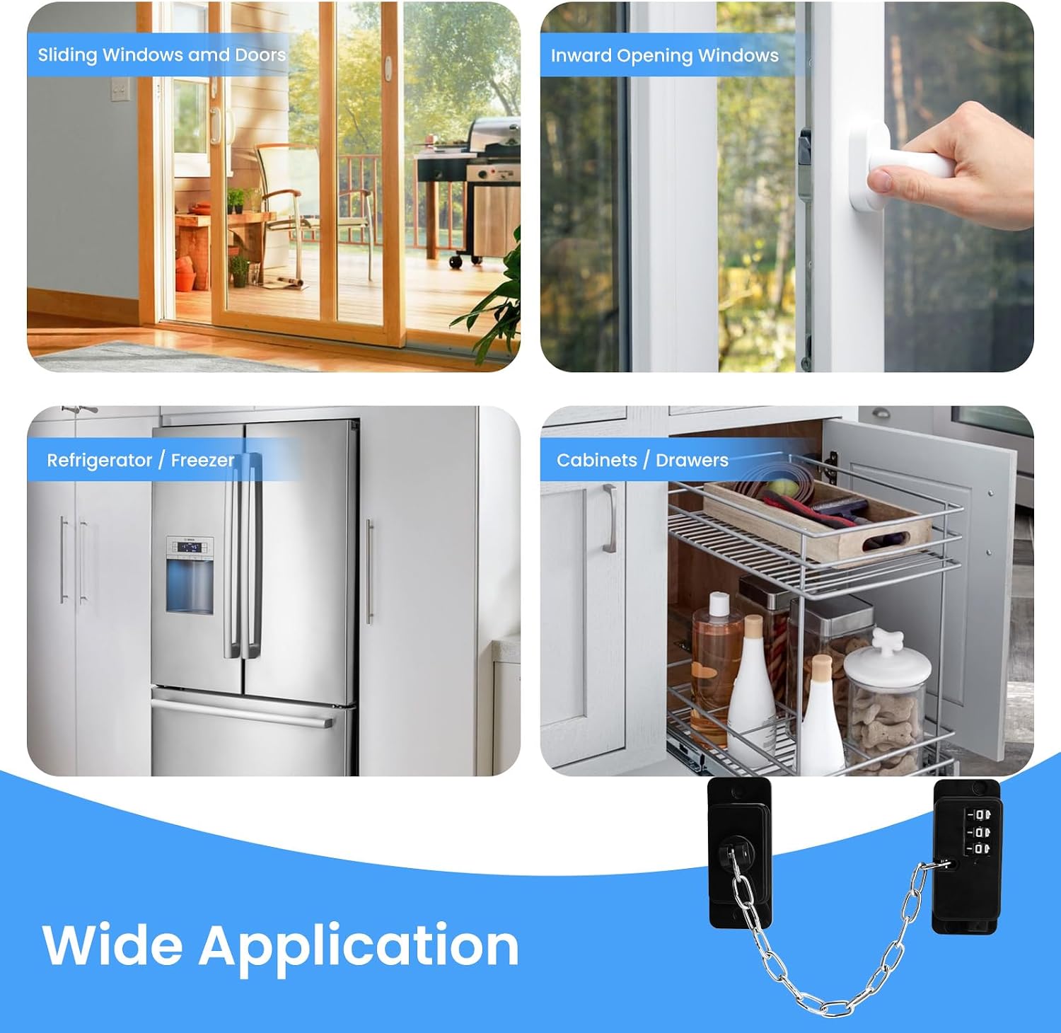Thumbnail 6 de NewBinn 2 Pack Adjustable Password Fridge Locks