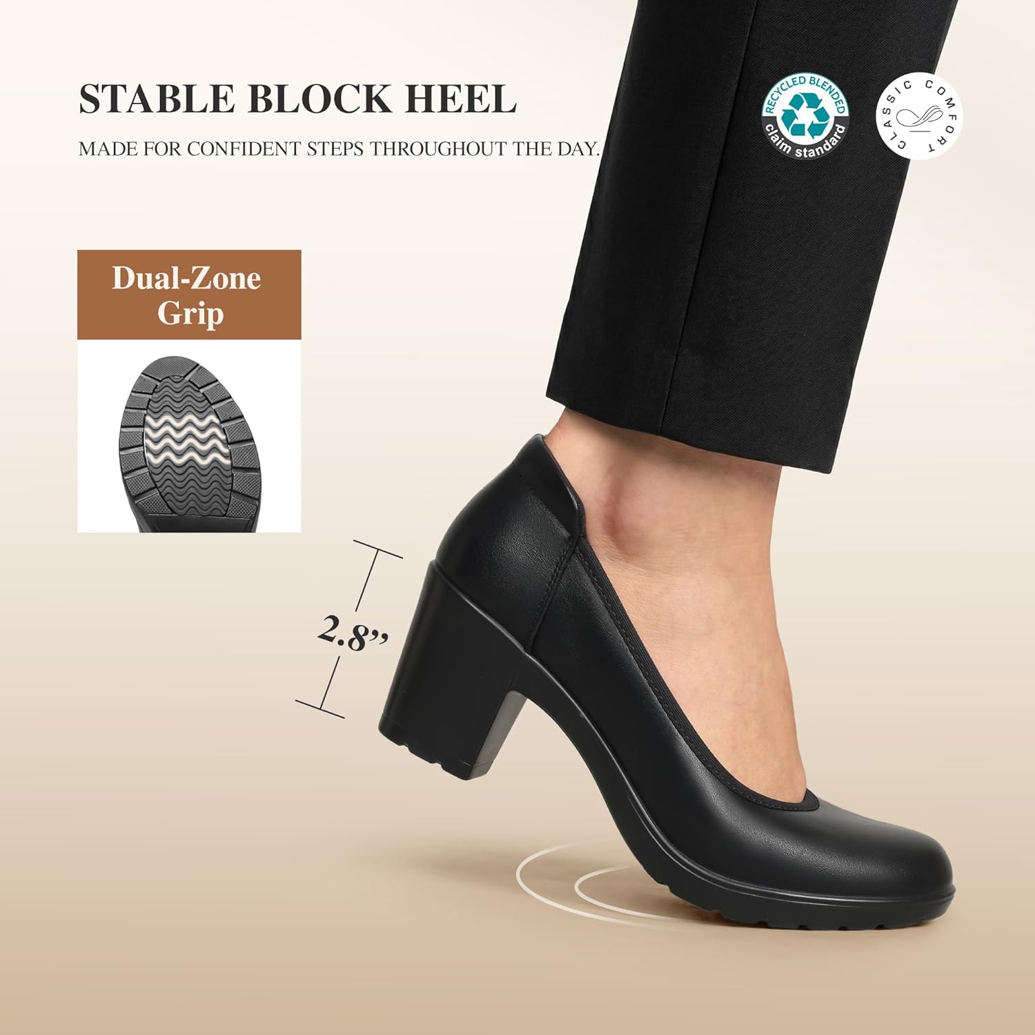 Thumbnail 5 de Dream Pairs Women's Chunky Closed-Toe Low Block Heel Work Pumps