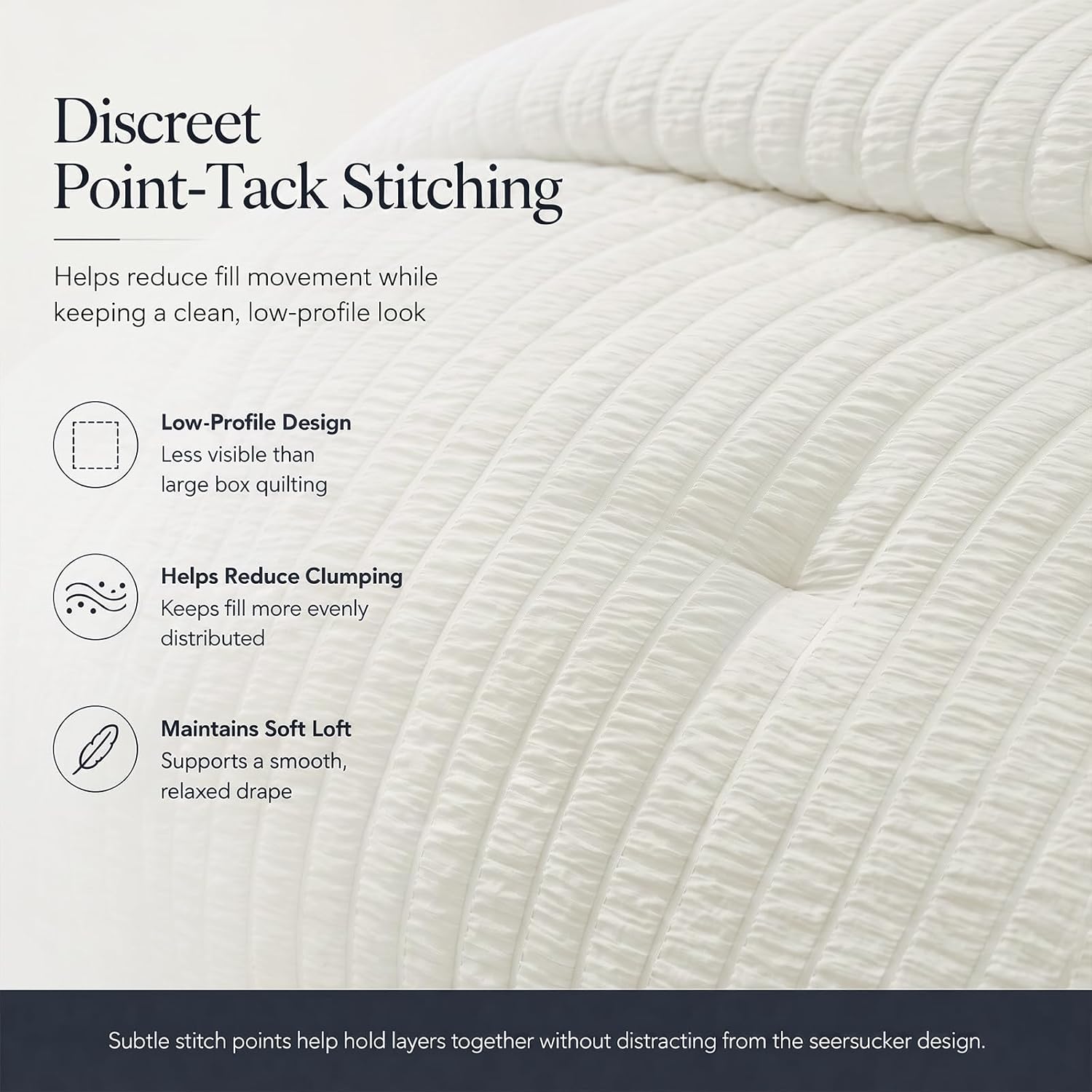 Detalle 2 de CozyLux California King Comforter Set with Sheets (7 Pieces) – Ivory Seersucker, Down Alternative Comforter