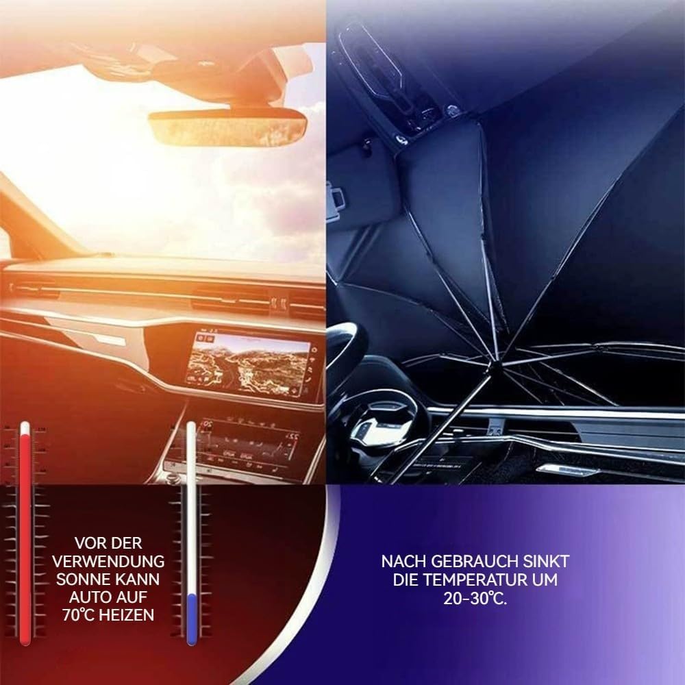 Thumbnail 1 de Auto Frontscheiben-Sonnenschutz mit biegsamem Griff und Rückspiegelausschnitt, 125 x 65 cm inkl. Tasche