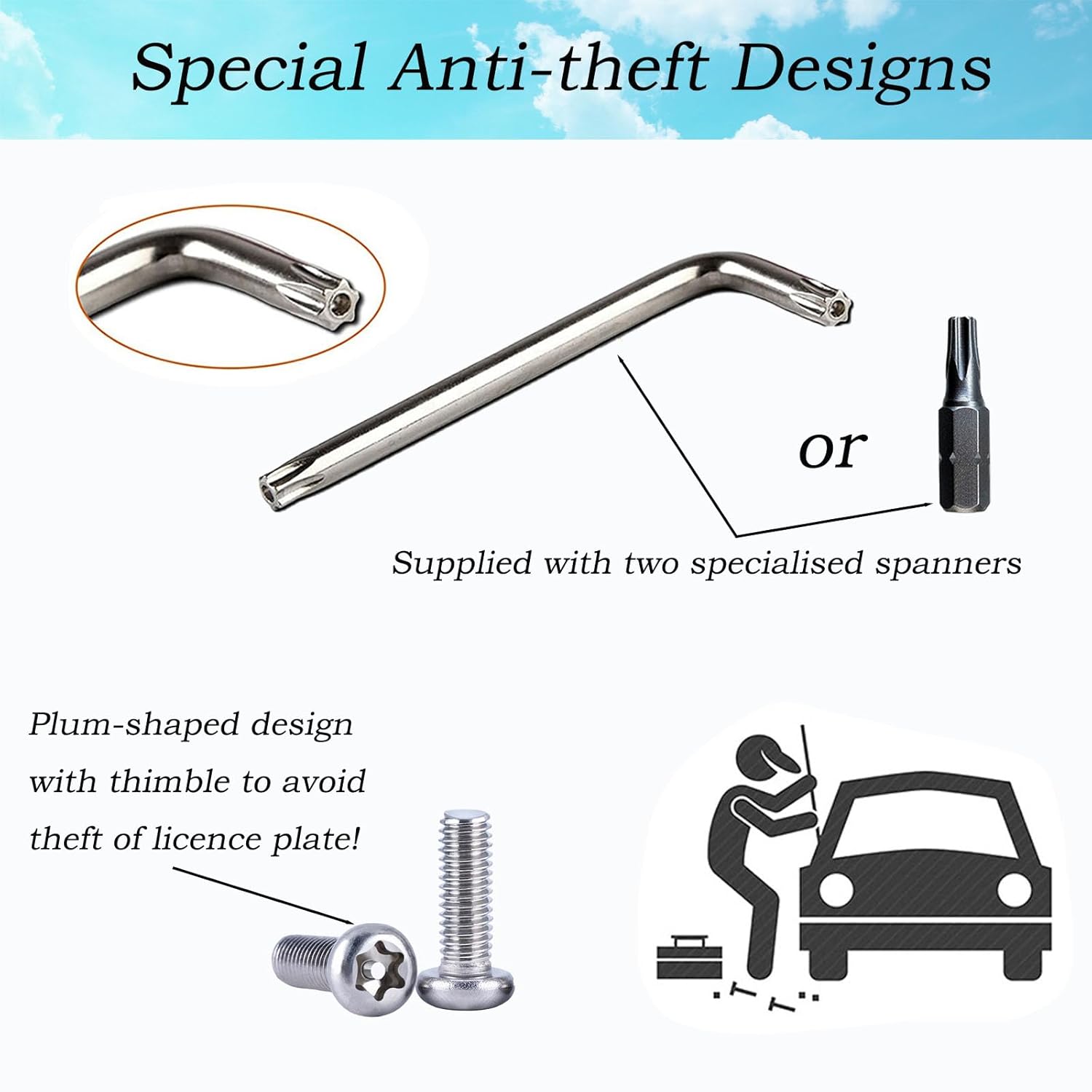 Thumbnail 1 de BSDYCL anti theft number plate screws M6