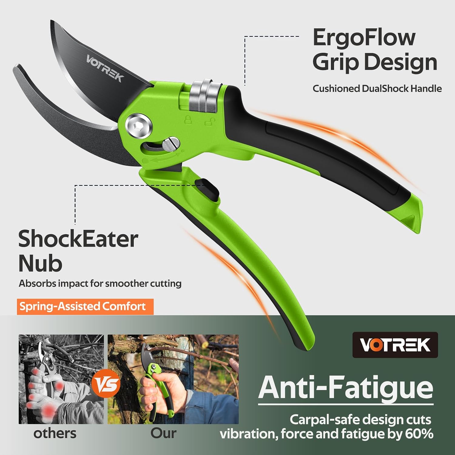 Thumbnail 4 de VOTREK 8.5" Garden Secateurs for Small Hands – Professional Bypass Pruner with Patented Stepless Handle