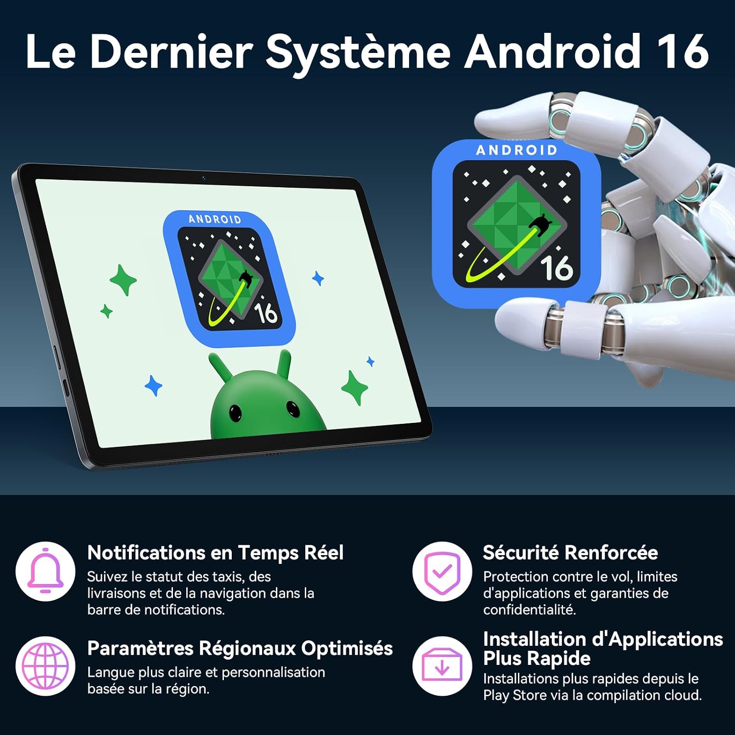 Detalle 2 de TABWEE Tablette avec Clavier — 24Go RAM + 256Go ROM, Android 16, 10 pouces, Gemini AI, Widevine L1, Garantie 4 ans