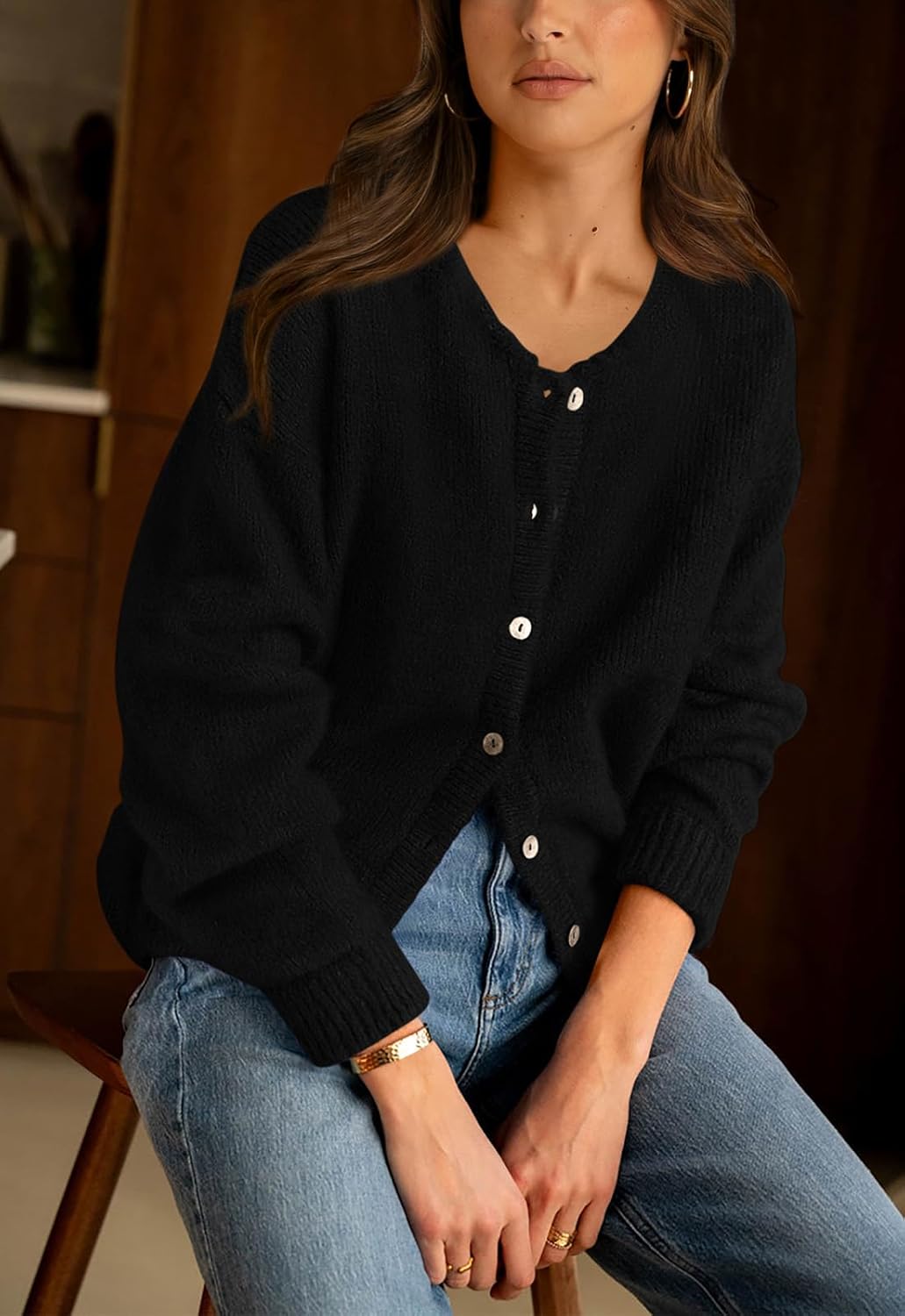 Detalle de PRETTYGARDEN Long Sleeve Chunky Cardigan 2026