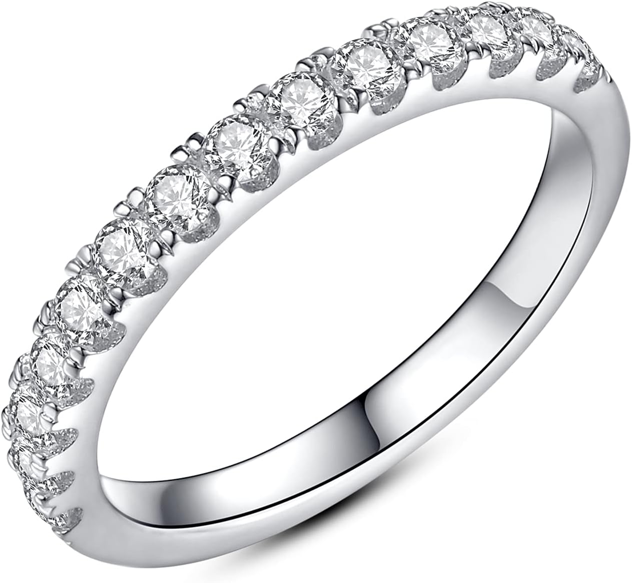 Detalle de IMOLOVE Moissanite Wedding Band, 925 Sterling Silver, 18K White Gold Plated