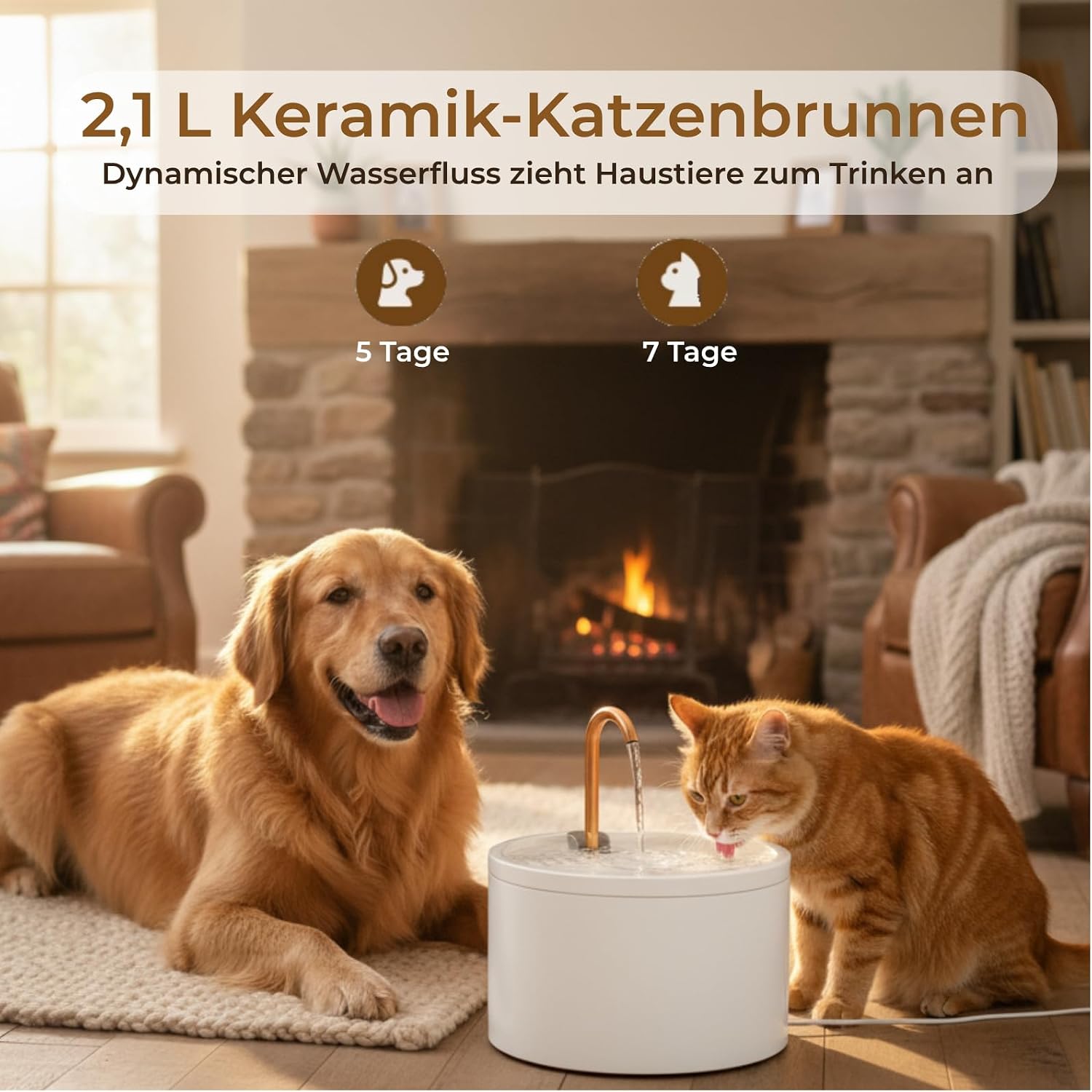 Detalle 2 de MISFANS Katzenbrunnen Keramik 2,1 L 🐱