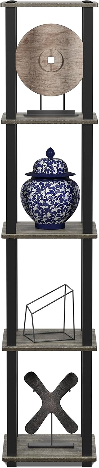 Thumbnail 5 de Furinno TURN-S-TUBE 5-Tier Square Book Shelf corner storage in French oak-effect