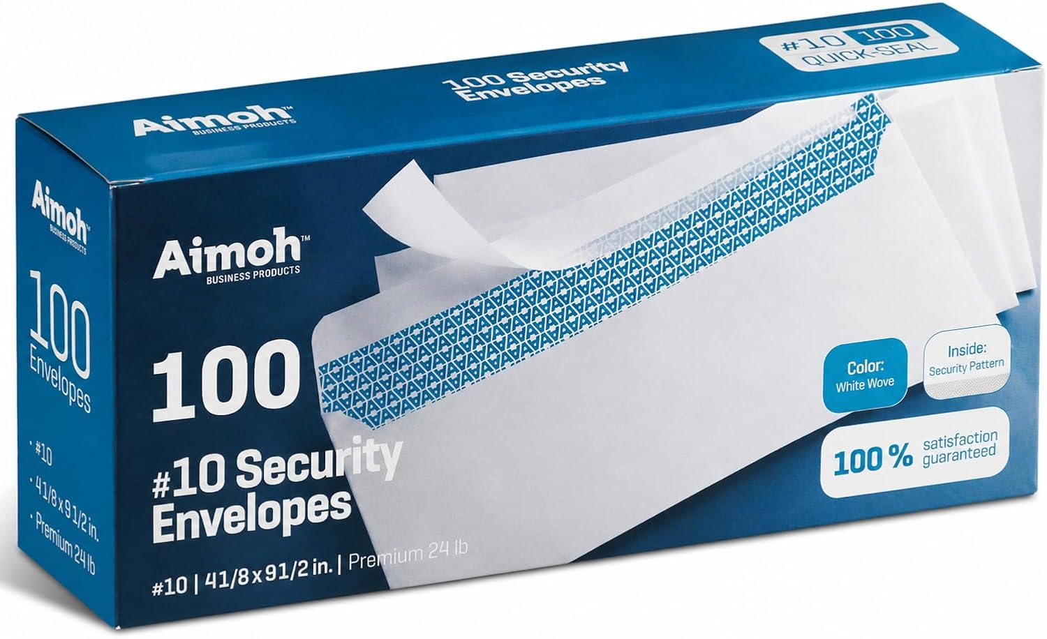 Detalle de Aimoh #10 Security Mailing Envelopes Letter Size, Self Seal, 100 Count