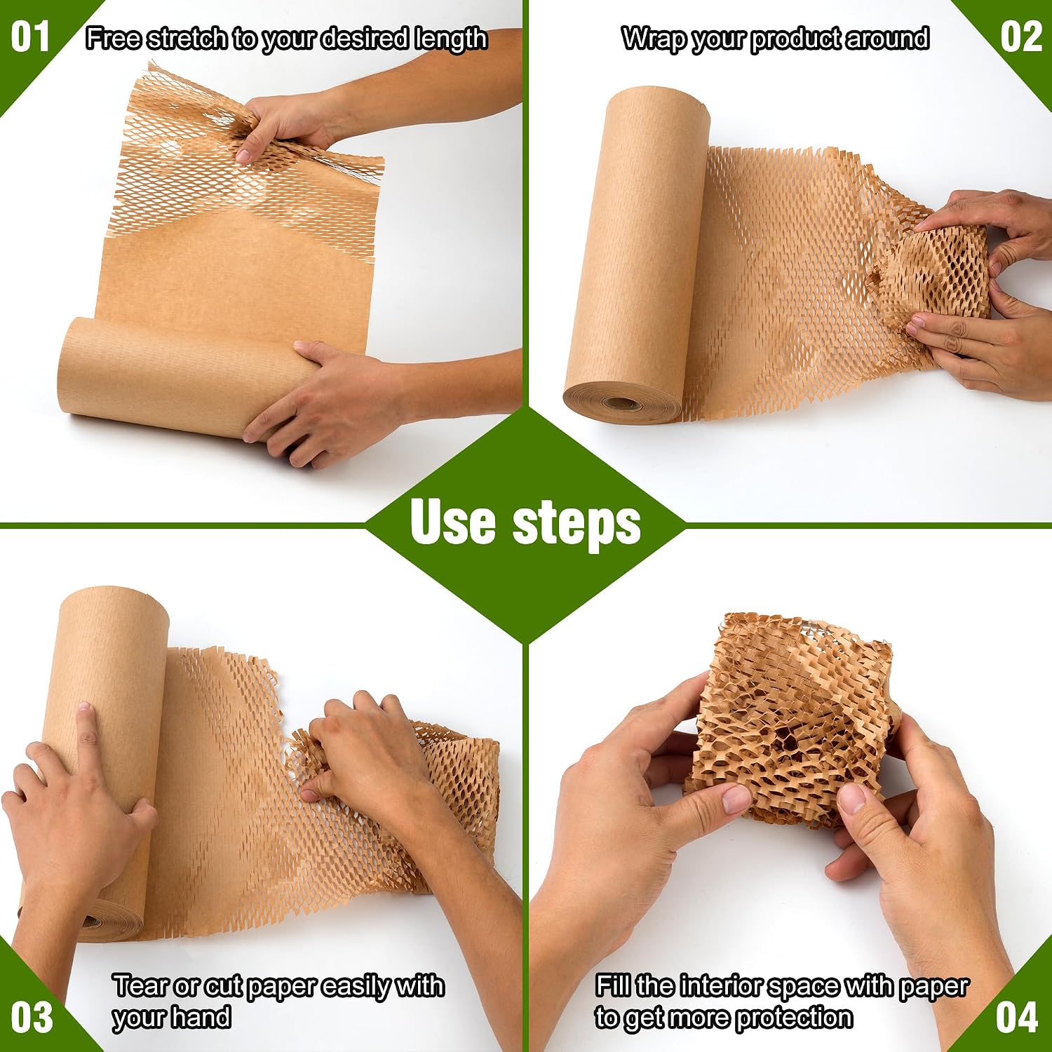 Detalle 2 de LuckyGuard CY160 Honeycomb Packing Paper, 12" x 200 ft with 20 Fragile Stickers