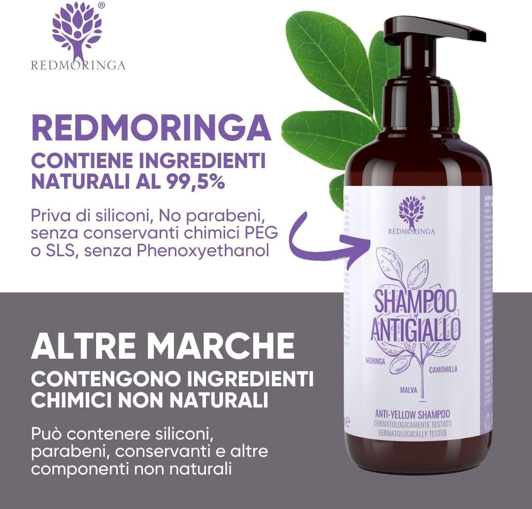 Thumbnail 4 de Shampoo Antigiallo BIO RedMoringa 250ml – Tonalizzante bio per capelli biondi, decolorati e bianchi