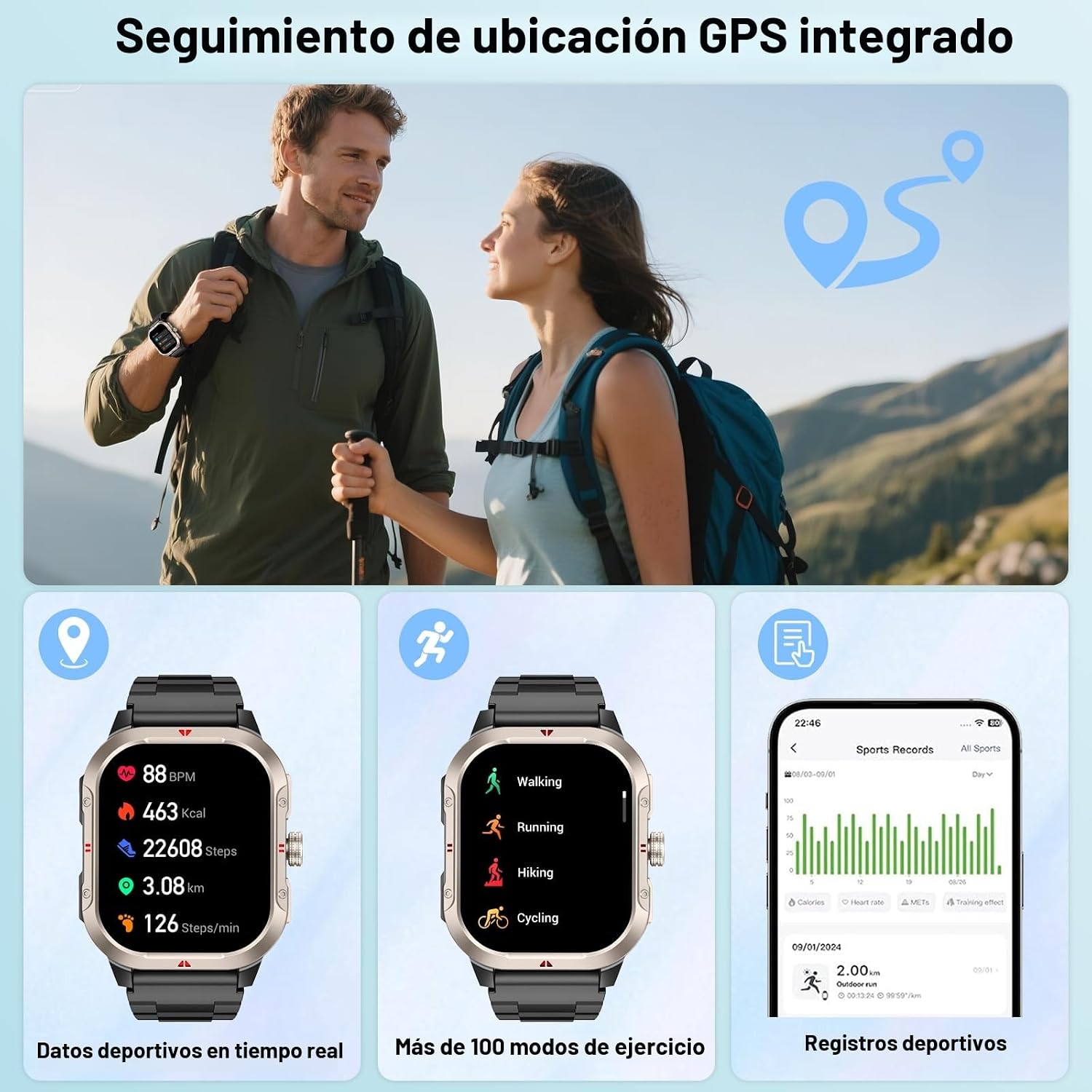 Thumbnail 1 de Jugeman Reloj Inteligente Hombre con GPS, 2.06'' Smartwatch y Fitness Tracker