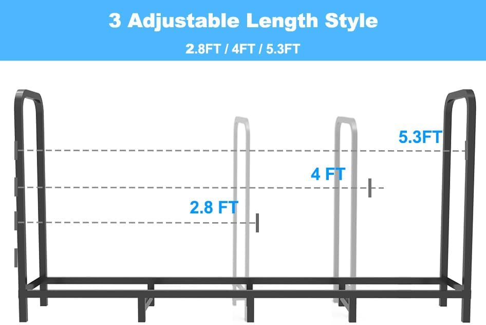 Thumbnail 6 de Tikimilor 5.3 ft Firewood Rack, Powder-Coated Steel, Indoor/Outdoor