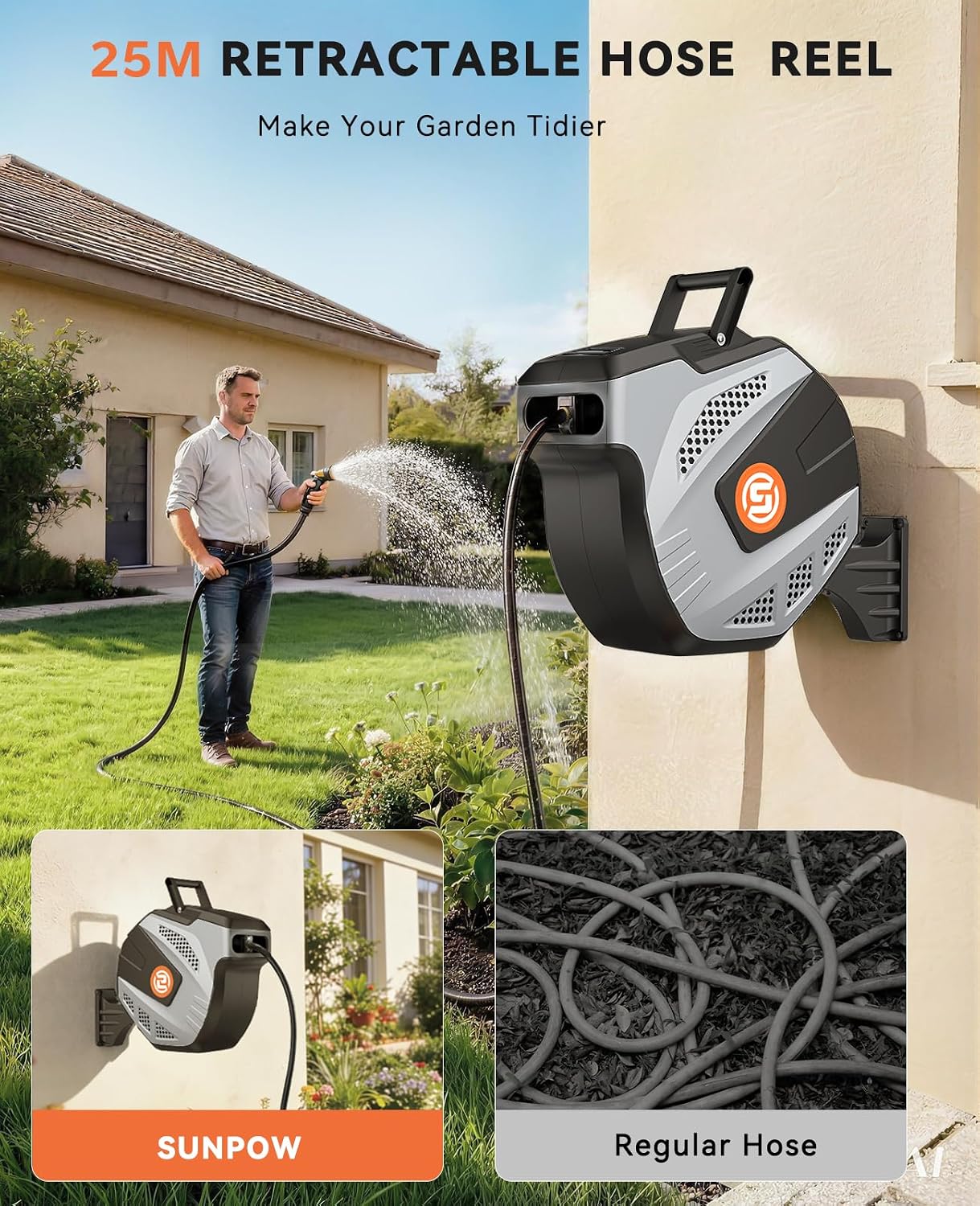 Thumbnail 1 de SUNPOW hose reel 25m retractable garden hose