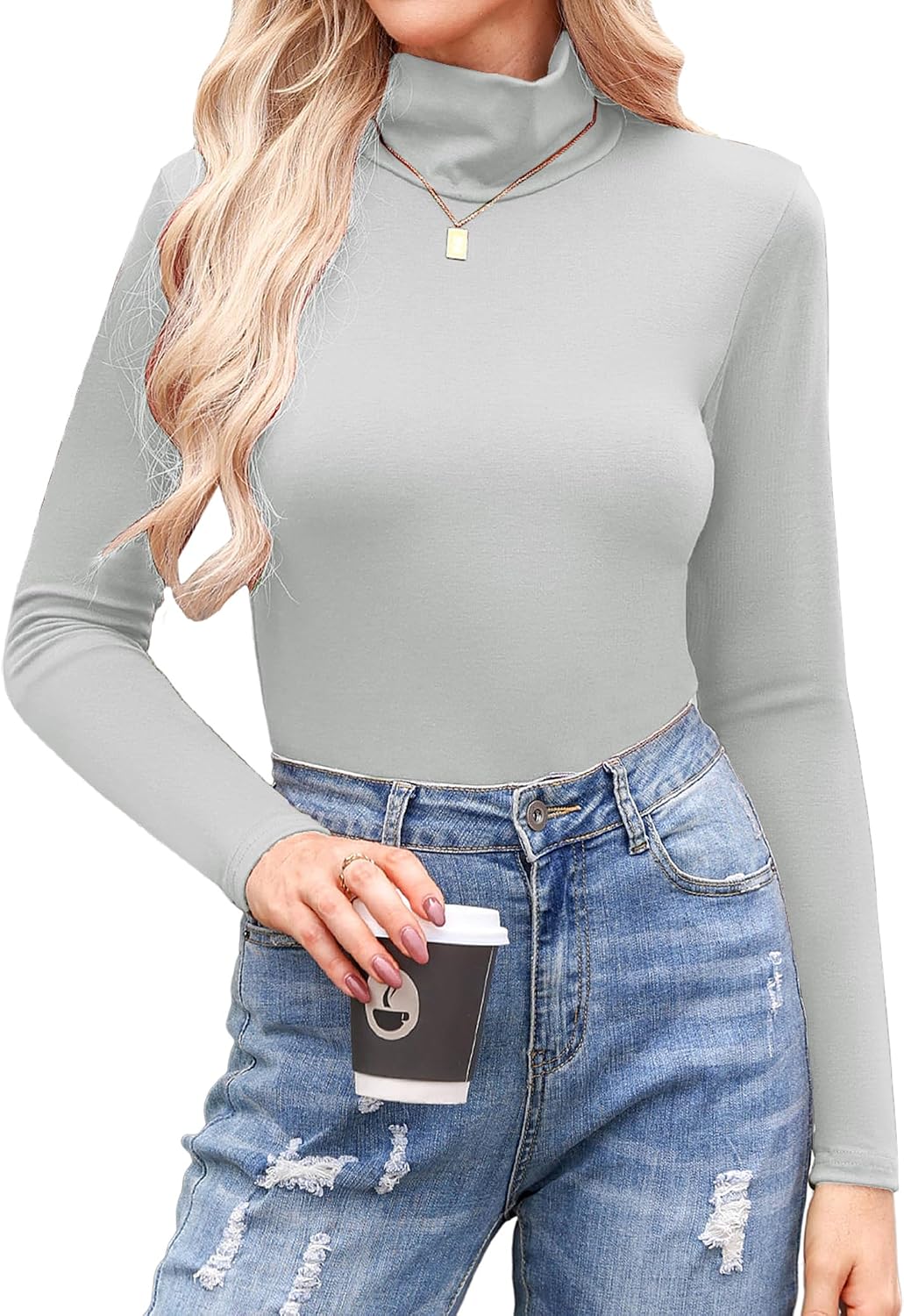 Thumbnail 2 de Aottori Maglia Donna Dolcevita Manica Lunga Leggera