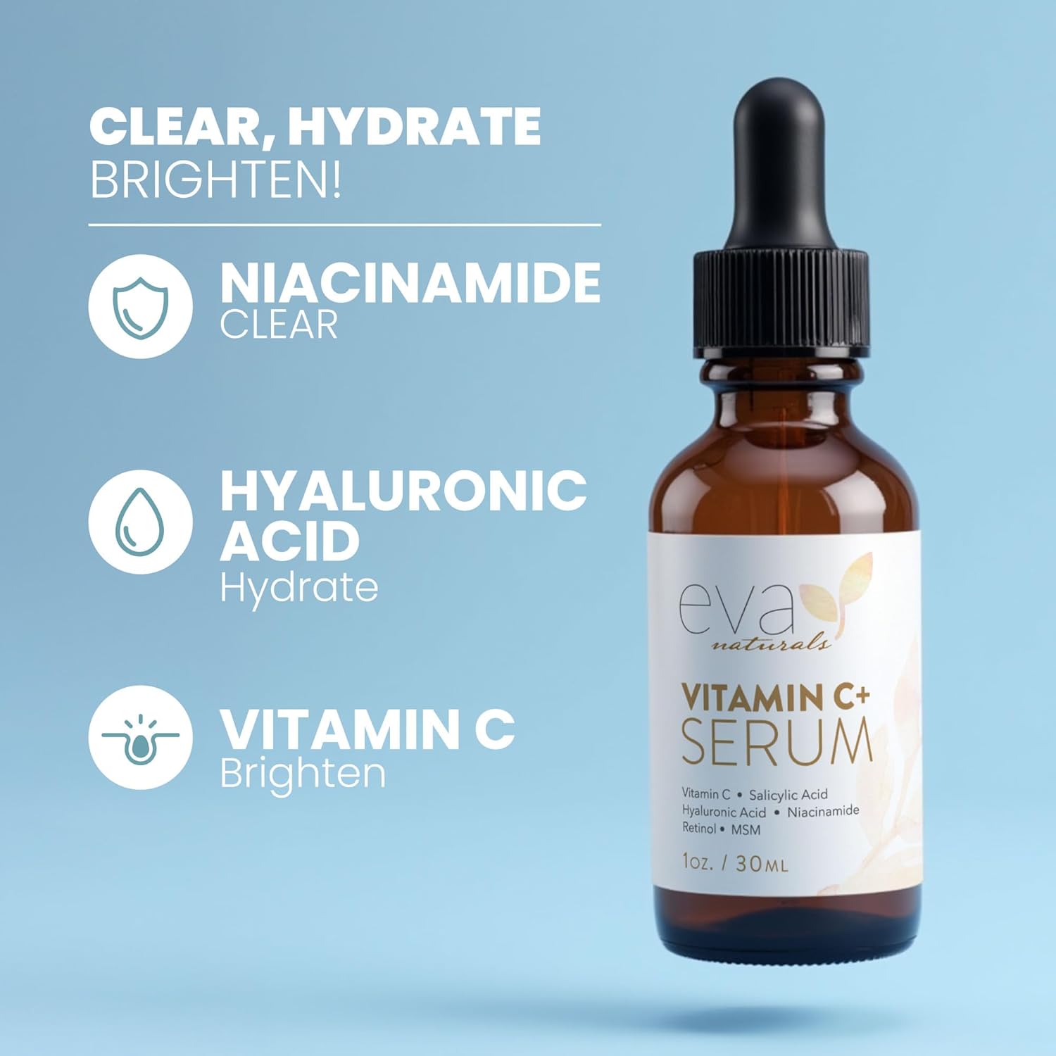 Thumbnail 1 de Eva Naturals Vitamin C Serum for Face (Retinol, Hyaluronic Acid, Niacinamide & Salicylic Acid) – 1 fl oz