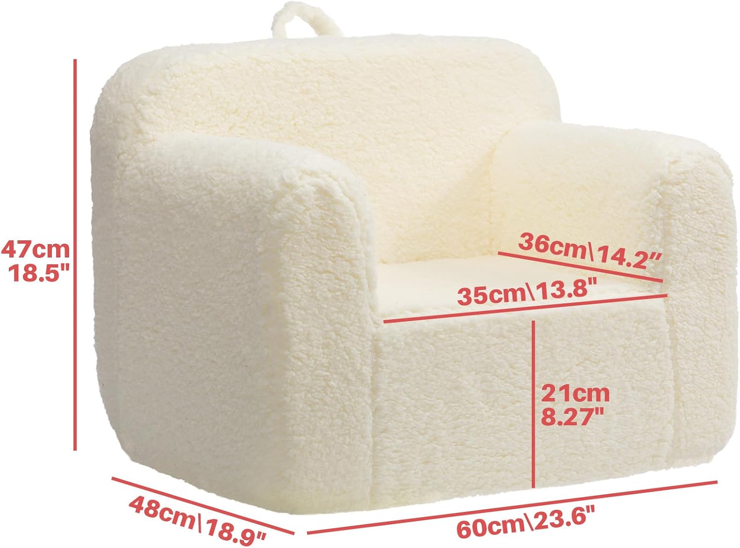 Detalle de BEJOY Kindersofa – Ultra-weicher Schaumstoff-Kindersessel, Creme