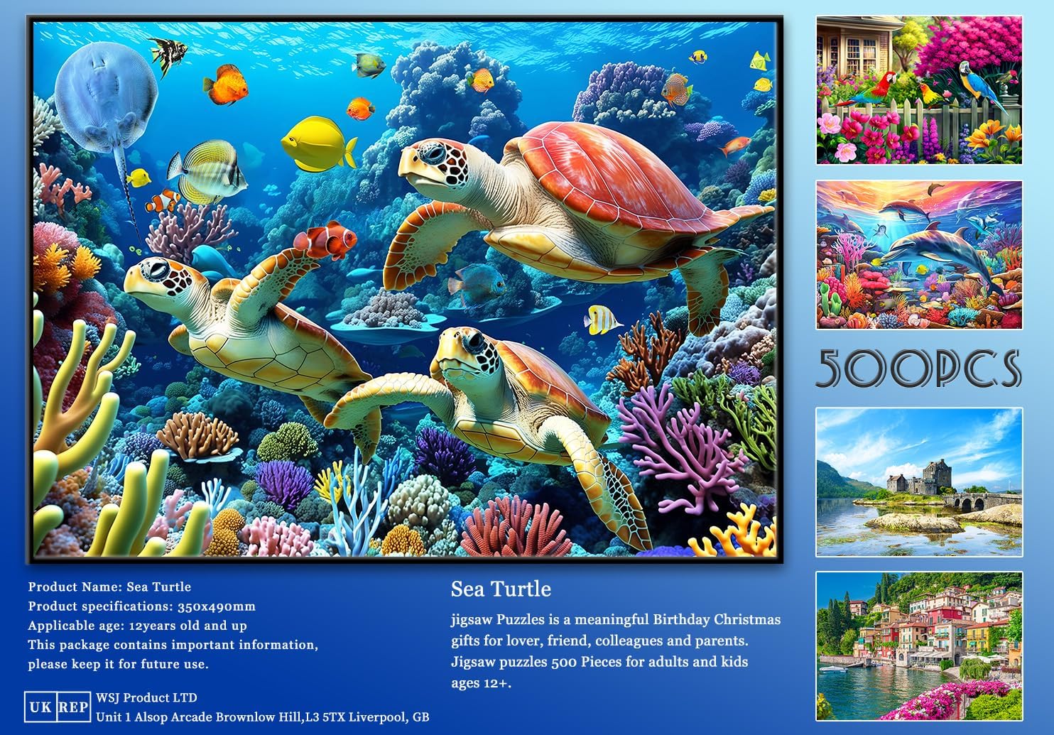 Thumbnail 6 de Jigsaw Puzzles 500 Pieces Sea Turtle Puzzle