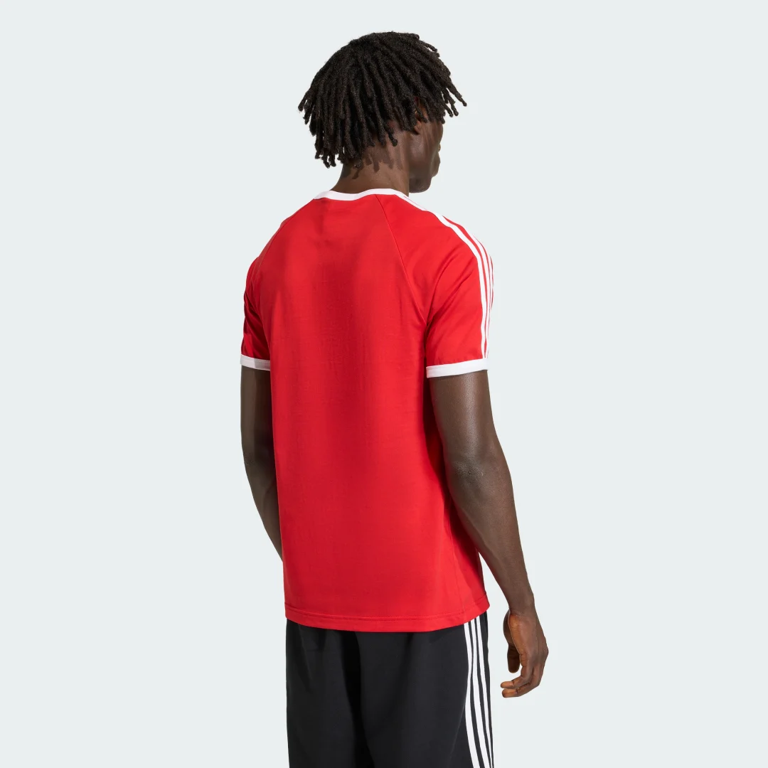 Detalle de Camiseta 3-Stripes Slim Ringer de Adidas — Rojo