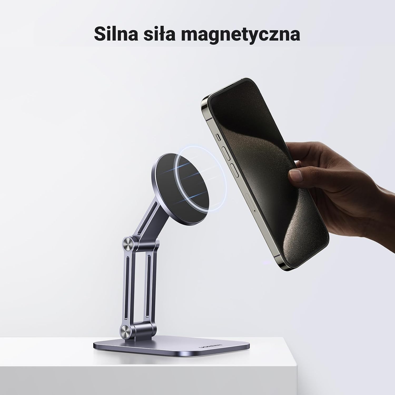 Thumbnail 2 de UGREEN magnetische telefoonstandaard voor tafel, grijs aluminium, verstelbaar en opvouwbaar