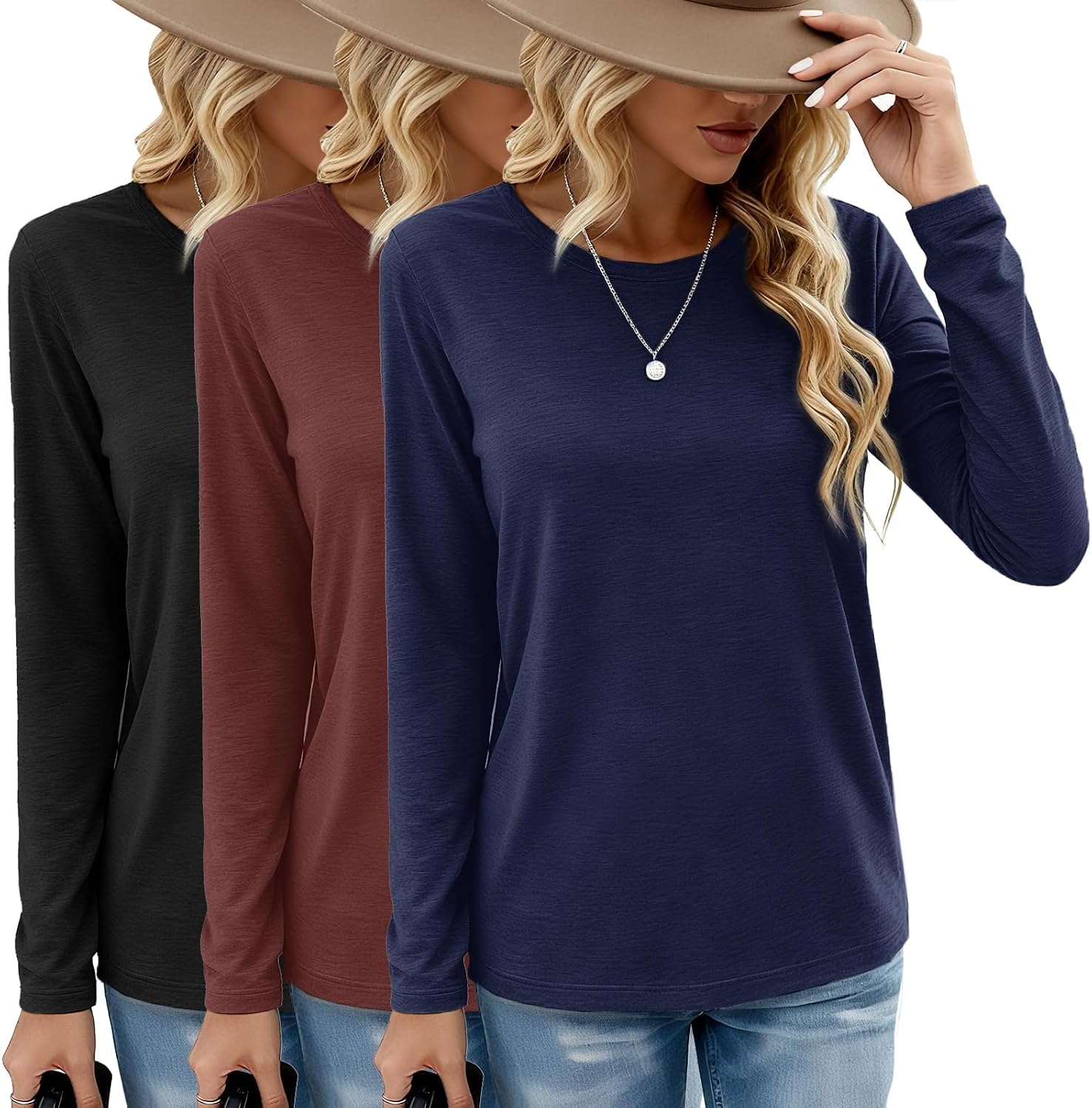 Detalle de GAYHAY 3-Pack Long Sleeve Shirts for Women