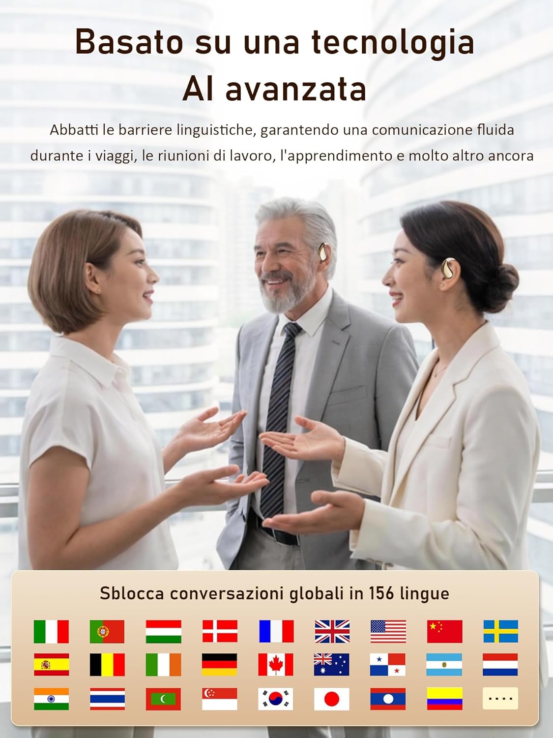 Detalle 1 de AI Cuffie traduzione con 156 lingue