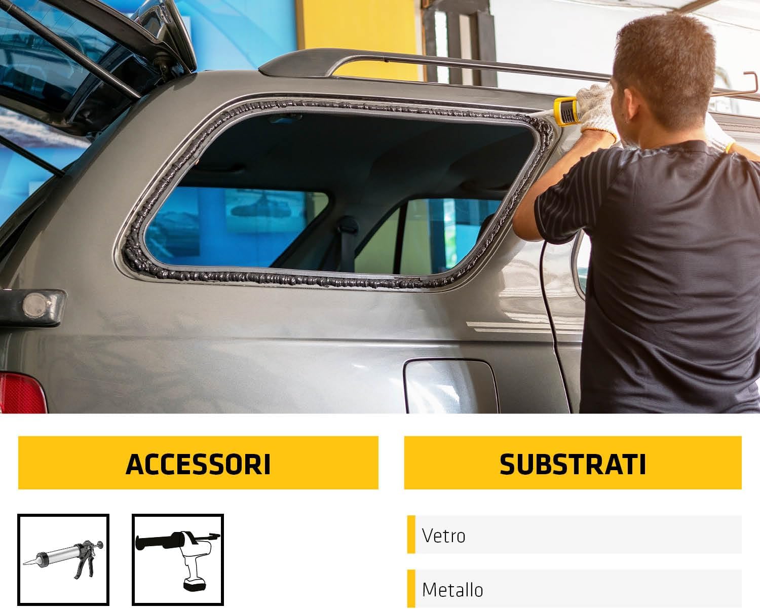 Detalle de Sika Sikaflex 556 Nero: Adesivo parabrezza auto ad alta qualità, 300 ml