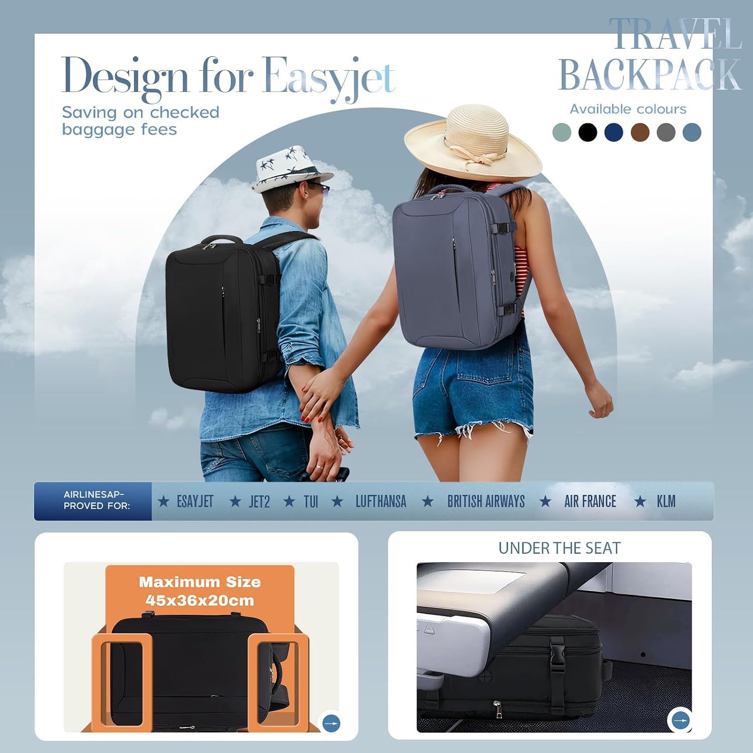 Detalle 2 de Xkdoai for Easyjet Cabin Bag 45x36x20 travel backpack