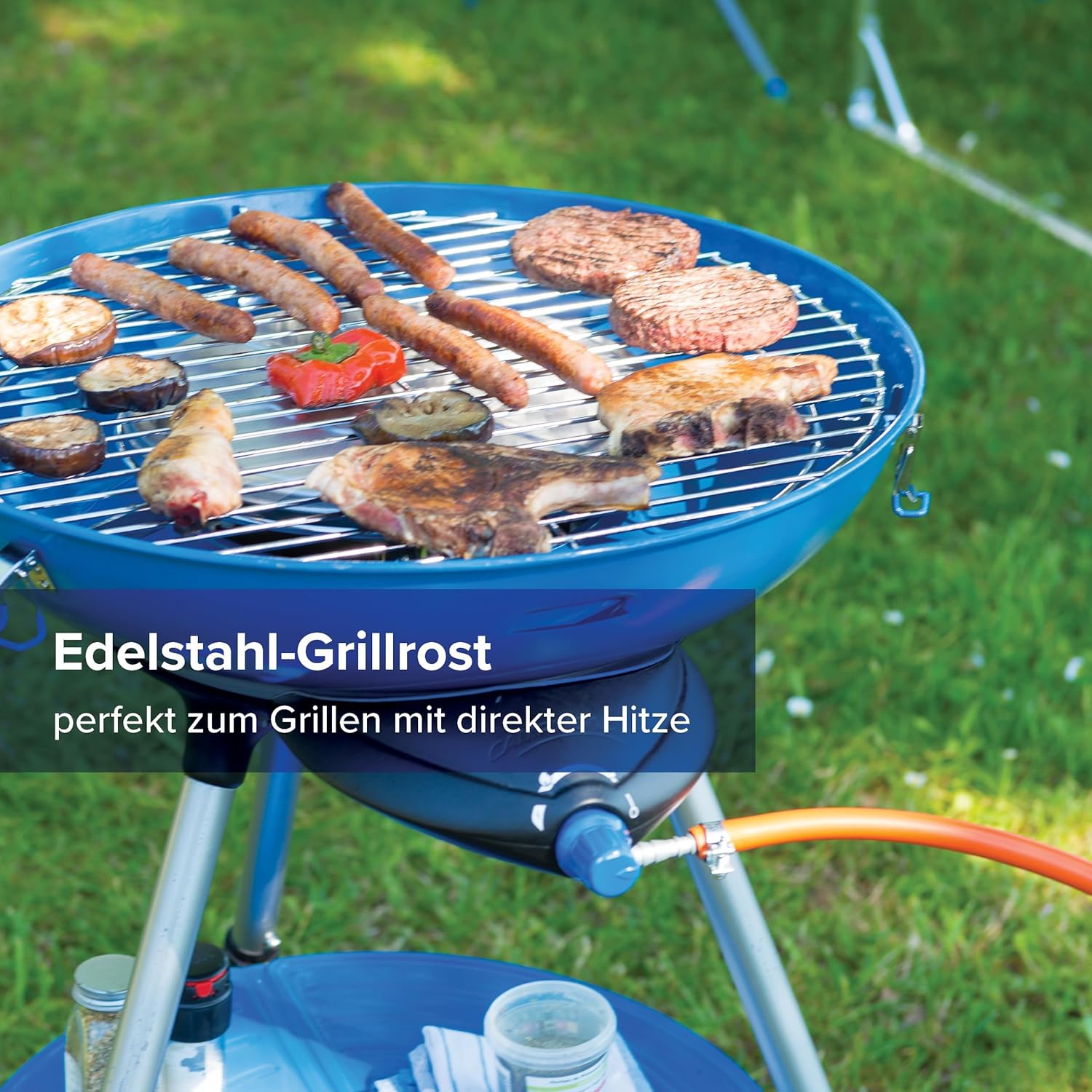 Detalle de Campingaz Party Grill 600 Campingkocher – zuverlässige Piezo-Zündung und vielseitiges Kochsystem