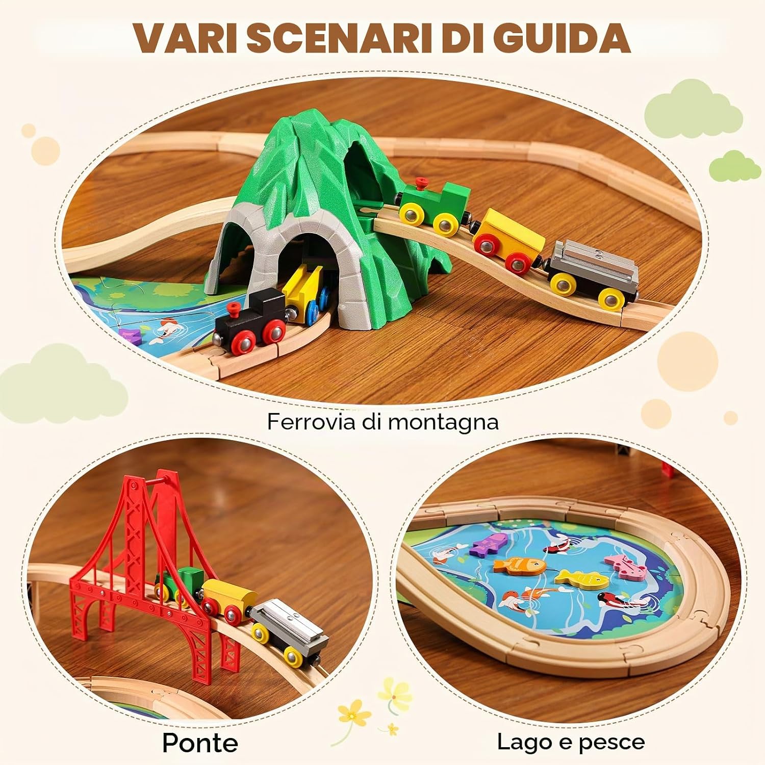 Thumbnail 4 de SainSmart Jr. Set di 112 trenini in legno per bambini: compatibile con Brio e altri marchi
