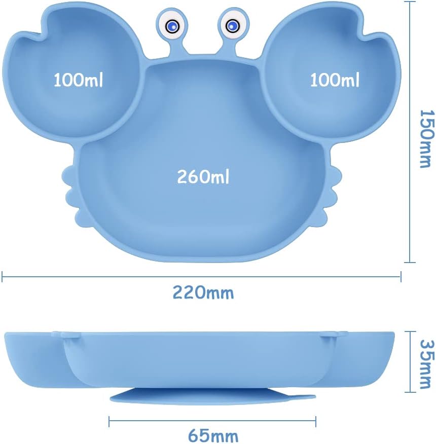 Thumbnail 1 de Vicloon Piatto per Bambini in Silicone con Ventosa: tre scomparti, senza BPA, sicuro e lavabile in lavastoviglie