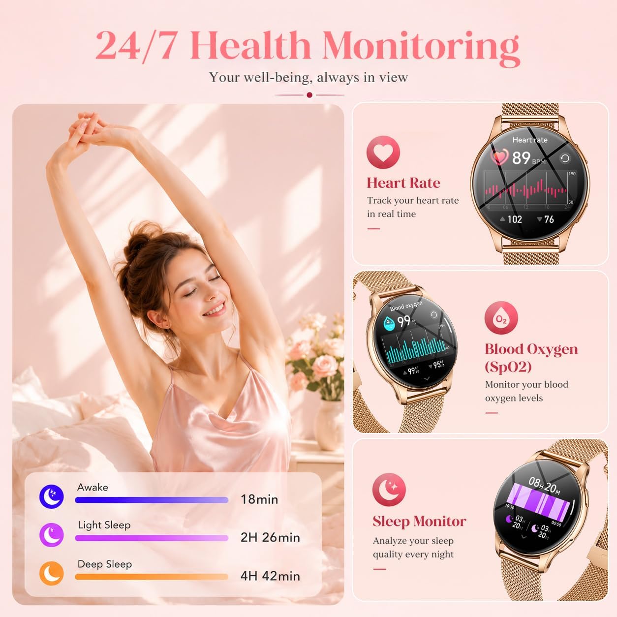 Thumbnail 3 de Doomixs Orologio Smartwatch Donna con Chiamate Bluetooth – AMOLED 1,32'', IP68, 110 sport e monitoraggio salute