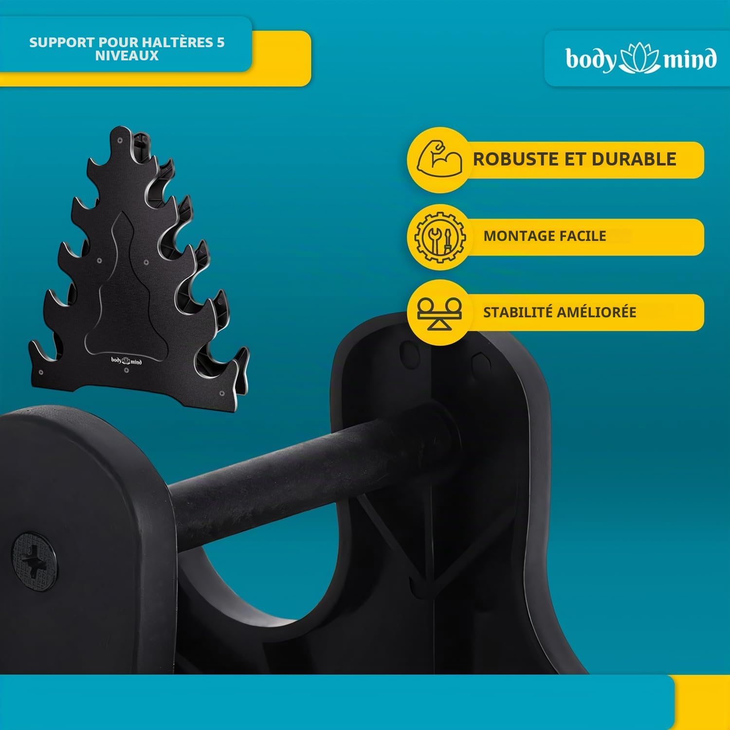 Detalle de Body & Mind® Set de 2 haltères de gymnastique – Haltères courts pour entraînement de force à domicile