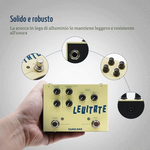 Detalle de SONICAKE Delay e riverbero 2 in 1 Levitate: pedale digitale per chitarra, delay fino a 2000 ms e reverb plate