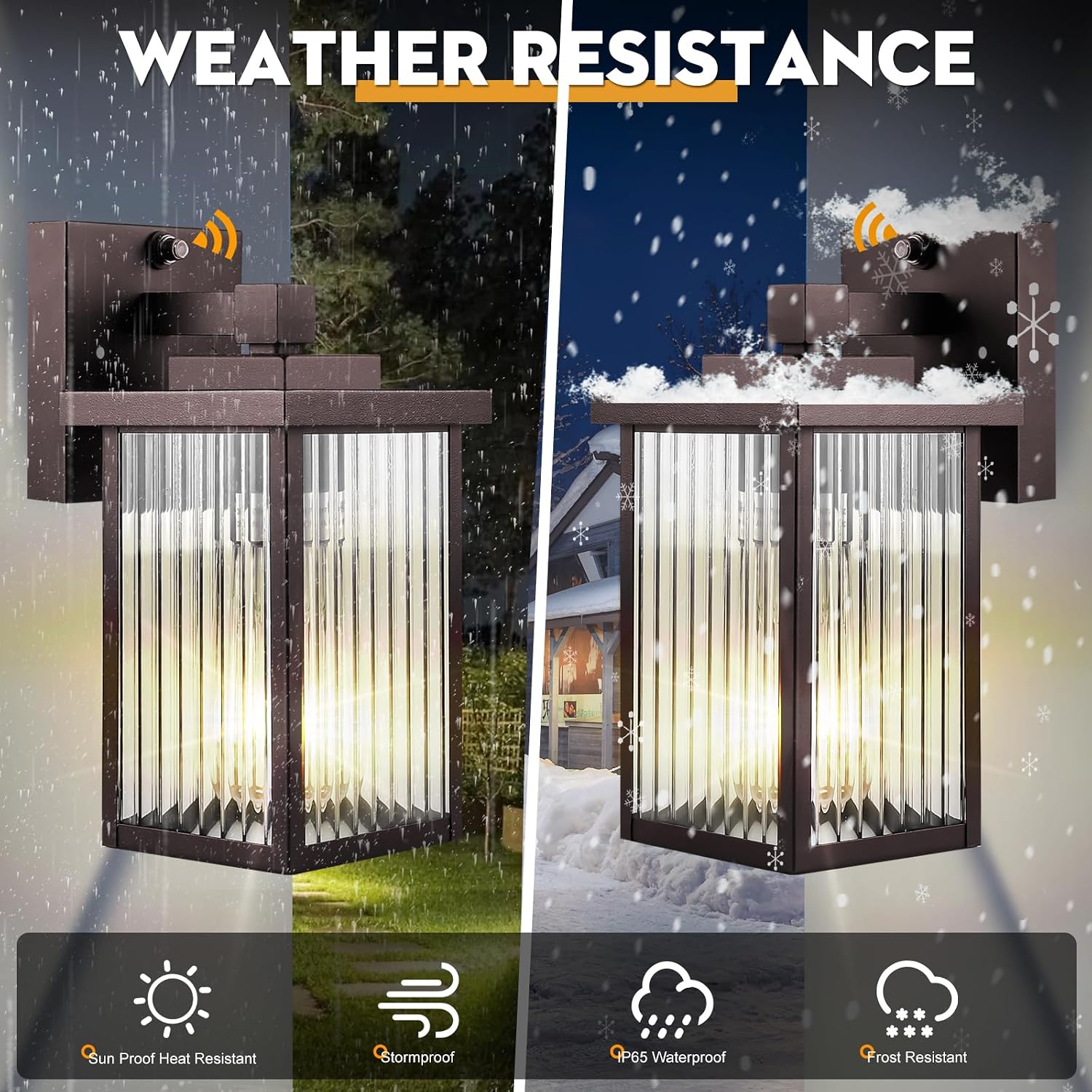 Detalle de hameso G009 Outdoor Wall Lights, 2-Pack, Oil-Rubbed Bronze with Dusk-to-Dawn Sensor