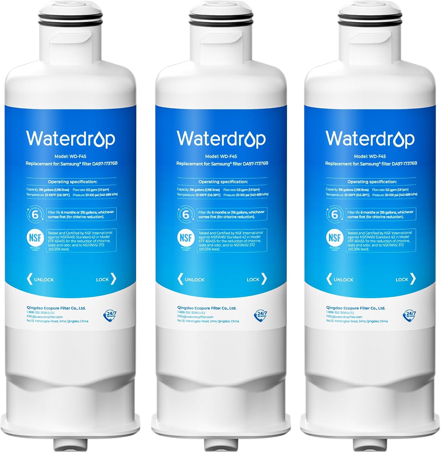 Detalle de Waterdrop DA97-17376B Replacement for Samsung HAF-Qin/EXP Refrigerator Water Filter (Pack of 3)