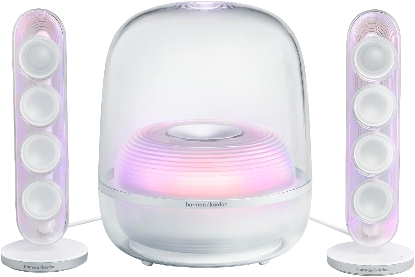 Detalle 2 de Harman Kardon SoundSticks 5 Bluetooth-Lautsprecher – 3-Wege-System, HDMI ARC, Auracast, Weiß