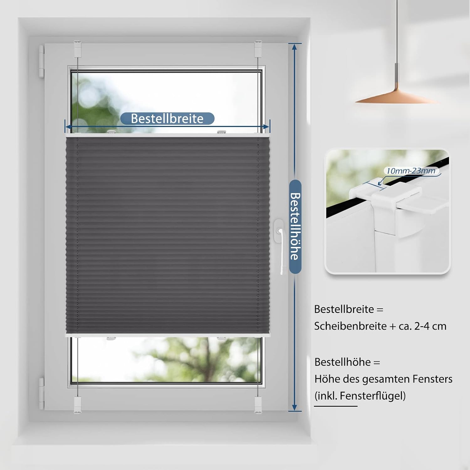 Thumbnail 4 de Sanfree Plissee Klemmfix Plisseerollo ohne Bohren Anthrazit 70 × 100 cm – Blickdicht bis lichtdurchlässig