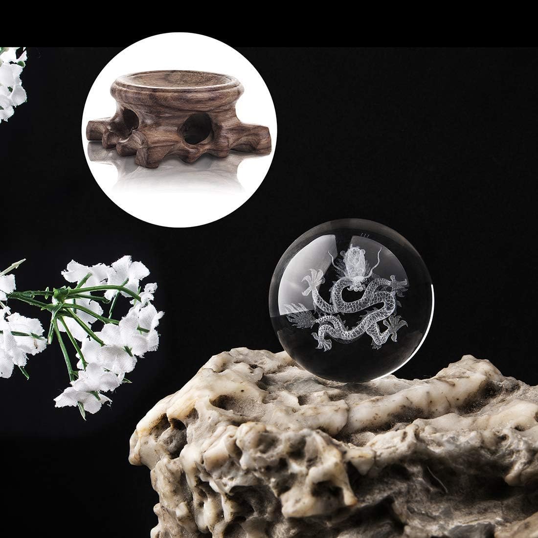 Thumbnail 5 de HDCRYSTALGIFTS 60mm 3D Dragon Crystal Ball Figurine (Glass Sphere with Wooden Stand) – Decorative Paperweight Gift