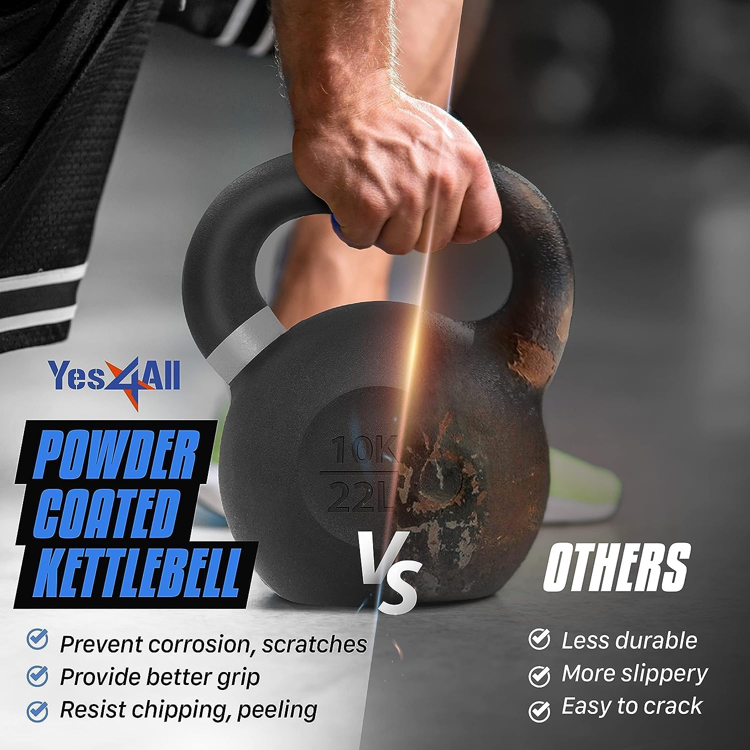 Thumbnail 5 de Yes4All 4–32kg Powder Coated Cast Iron Kettlebells – Durable, Colour-Coded Weights for Home Gym