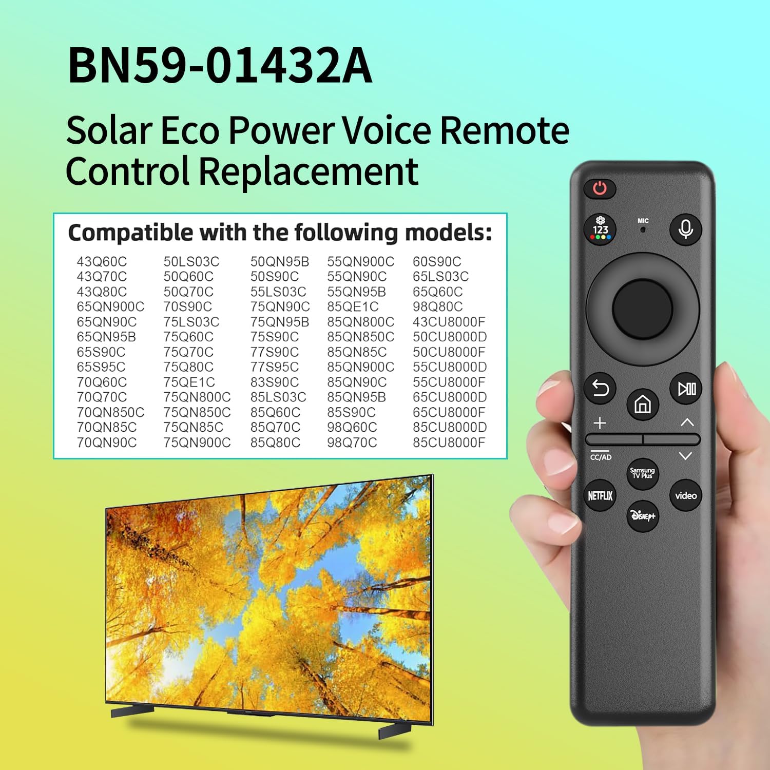 Detalle 2 de TVSEN BN59-01432A Solar Voice Remote for Samsung Neo QLED 8K TVs