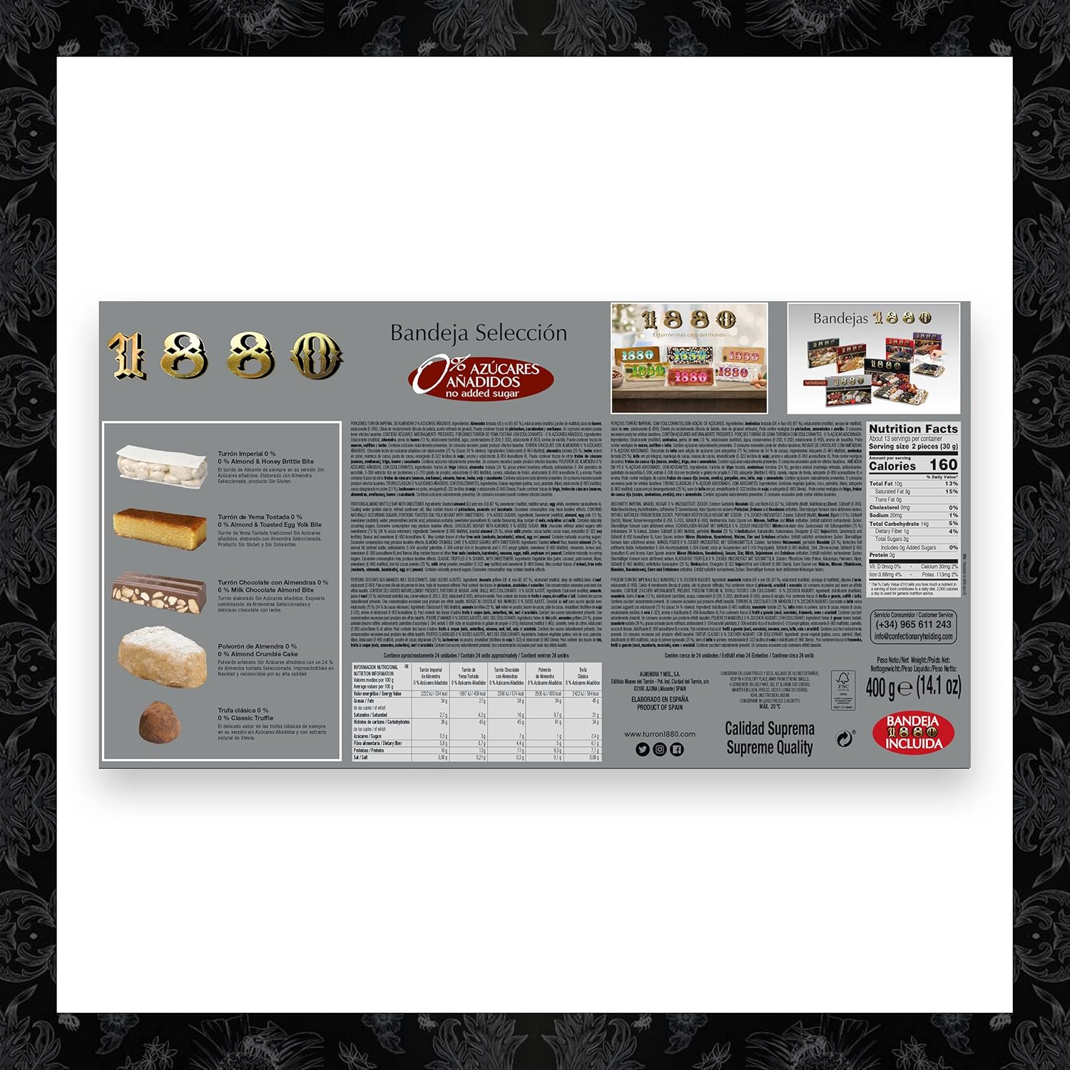 Thumbnail 2 de 1880 Auswahl-Tablett 0% Zuckerzusatz (400 g) – servierfertige Turrón-Auswahl