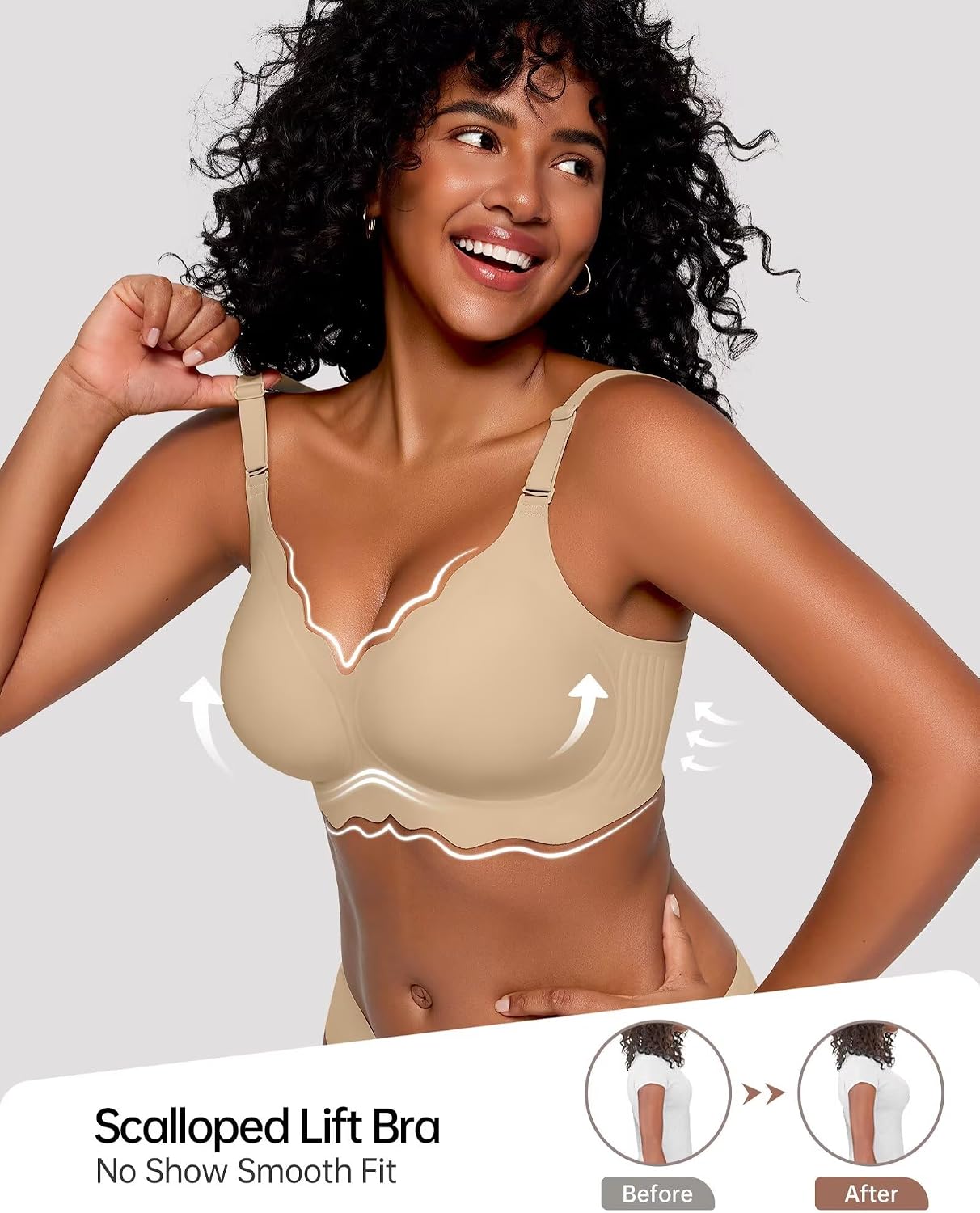 Thumbnail 2 de Vertvie Seamless Jelly Bra, Wireless Push-Up with Scalloped V-Neck