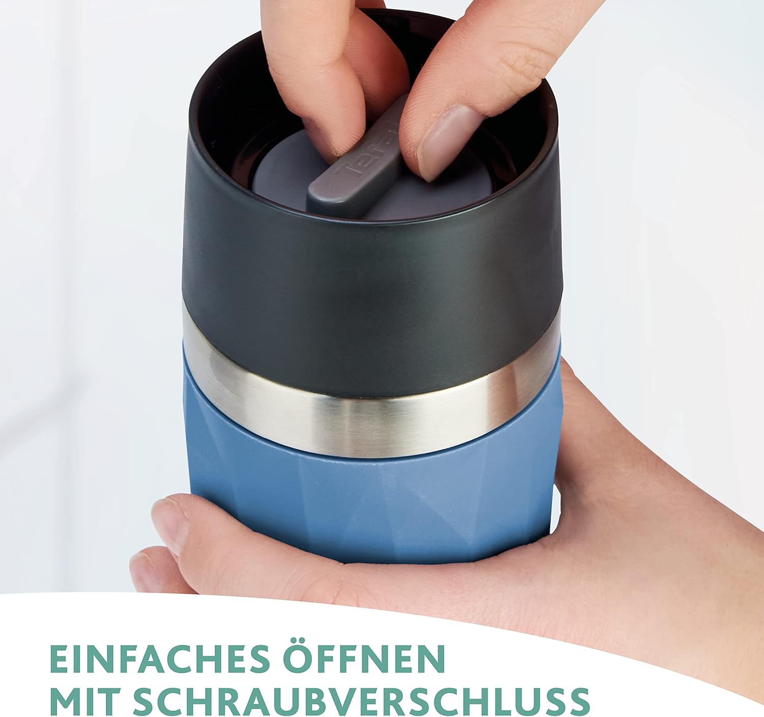 Detalle de Emsa N21609 Travel Mug Compact – 0,3 L Edelstahl, 3h heiß / 6h kalt, 360° Trinköffnung, BPA-frei