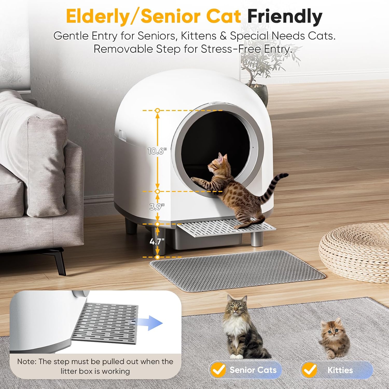Detalle de whiffee HYGXTH002 Self-Cleaning Cat Litter Box with App Control and 10 Sensors